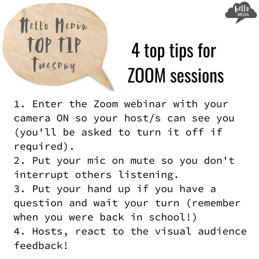 Top Tip Tuesday ~ ZOOM etiquette!